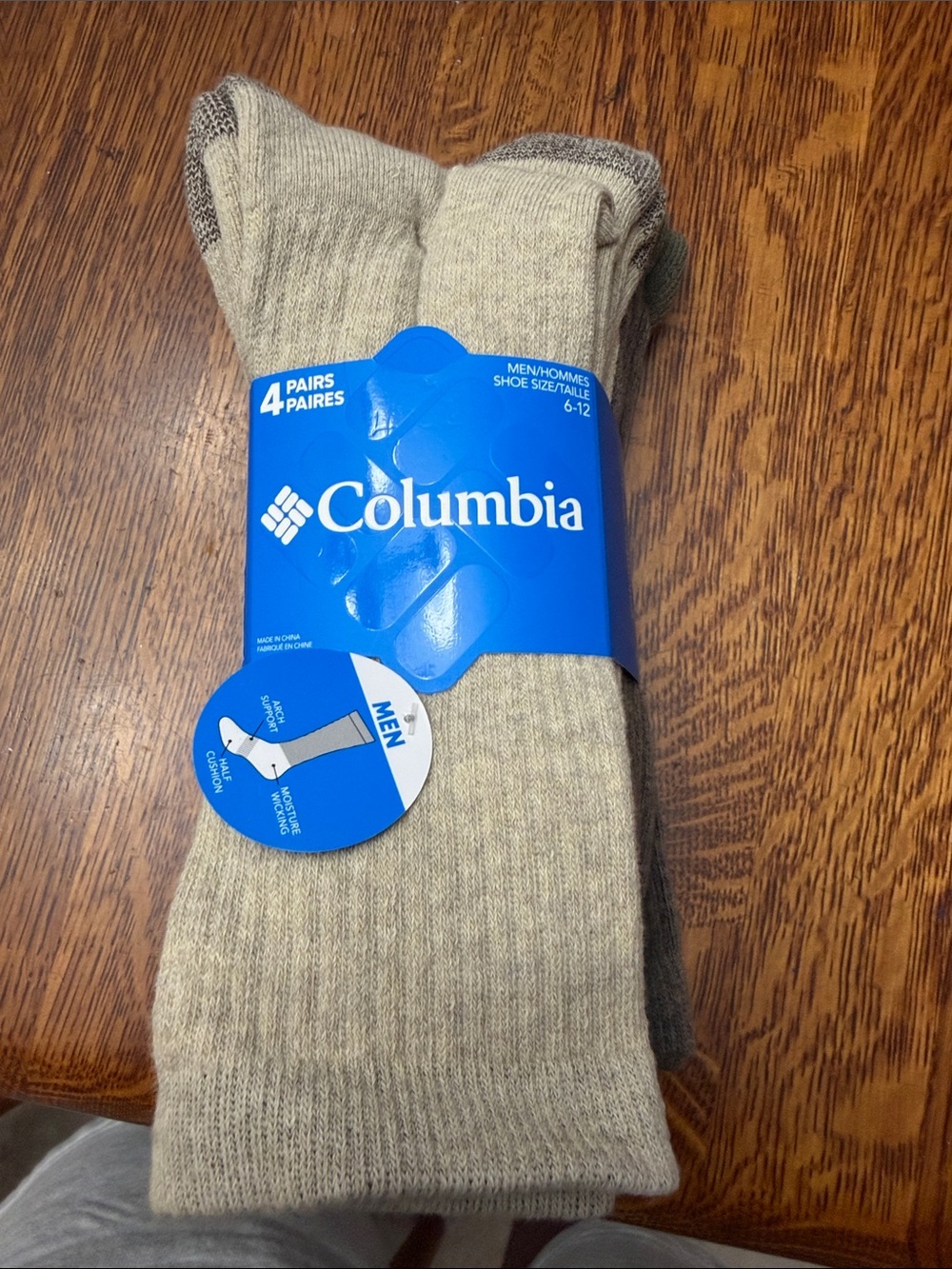 Columbia Men's Light Beige & Light Brown Crew Socks - 4 Pack